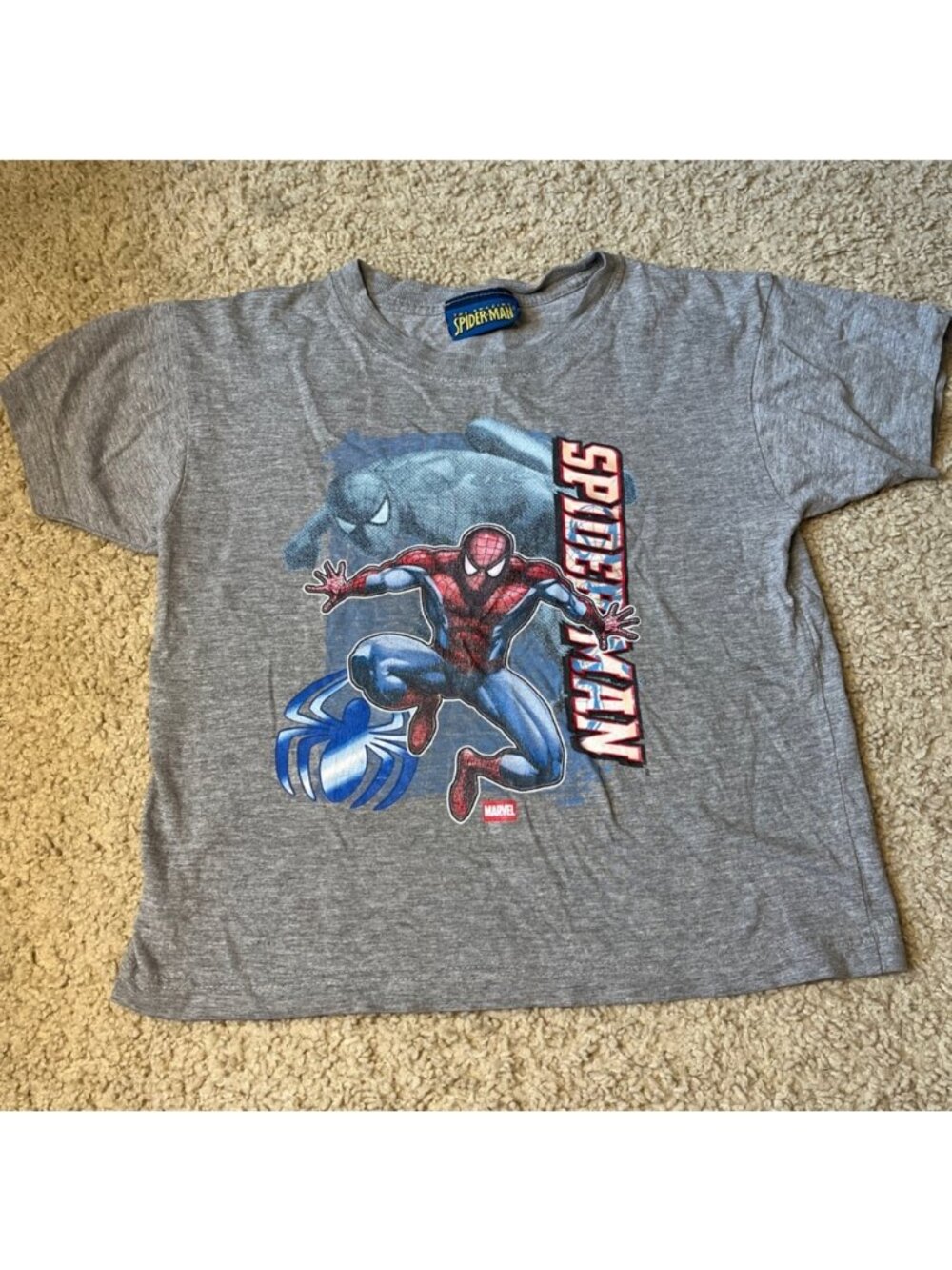 Y2k 2006 Spider-Man Boys Kids Marvel Tshirt Grey Small See Laid Flat Measurement